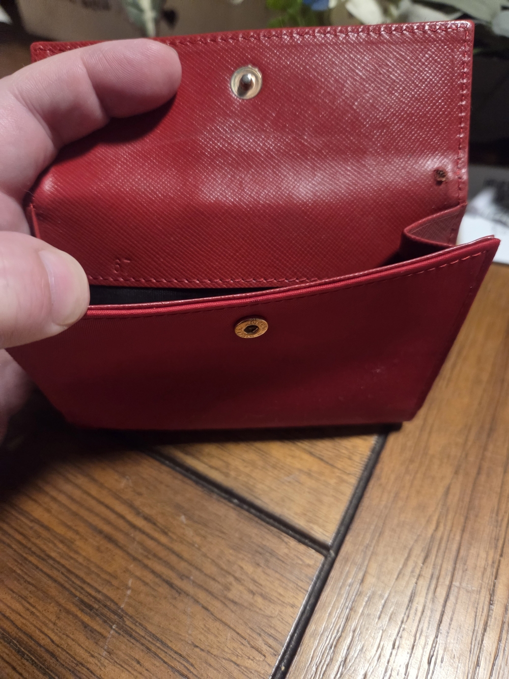Prada Red Triangular Logo Compact Wallet - Picture 5 of 10